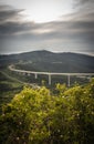 Upper panoramic view on viaduct of crni kal, beside adriatic sea, slovenia