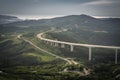 Upper panoramic view on viaduct of crni kal, beside adriatic sea, slovenia