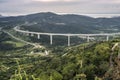 Upper panoramic view on viaduct of crni kal, beside adriatic sea, slovenia