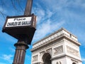 Arc de Triomphe and street sign Place Charles de Gaulle