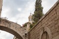 The upper part of the Church of the Condemnation on the Lions Gate Street in the old city of Jerusalem, in Israel