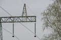 Upper part of electric power transmission line, Plana mountain Royalty Free Stock Photo