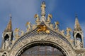 The upper part of the facade of the Cathedral Basilica of Saint Mark in Venice