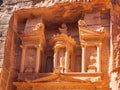 Upper part of facade The Treasury temple in Petra Royalty Free Stock Photo