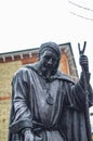 The upper part of Geoffrey Chaucer statue in kent canterbury Royalty Free Stock Photo