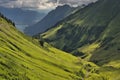 The upper part of the mulibach valley, above the Berghaus Planalp train station Royalty Free Stock Photo