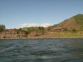 The upper part of the Small Yenisei river with views of the village Top of Cabrales in the Eastern Sayan, Tuva