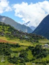 Upper Pisang and Swargadwari Danda mountain, Nepal Royalty Free Stock Photo