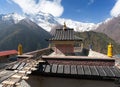 Upper Pisang, view of gompa and Annapurna 2 II Royalty Free Stock Photo