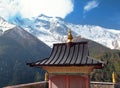 Upper Pisang, view of gompa and Annapurna 2 II Royalty Free Stock Photo