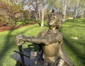 Upper portion of the bronze Joan of Arc sculpture by Gary Lee Price at the Dallas Arboretum in 2023.