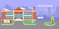 Upper School Building Vector in Flat Style Design