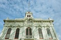 Upper section of the front of the Mono County Courthouse in Bridgeport, California, USA - November 19, 2012