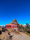 The upper station of the Bhagwati Temple cable car of Kuri Village, Kalinchowk with temple top on the background in Nepal remote