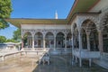 Upper terrace with fountain, The Yerevan Kiosk and Baghdad Kiosk in Topkapi Palace, Istanbul, Turkey Royalty Free Stock Photo