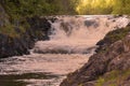 The upper threshold of Kivach Falls, June evening. Karelia