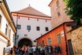 Upper town Stone gate and tourist people in Zagreb, Croatia