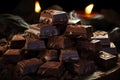 Upper view of dark chocolate blocks brok Royalty Free Stock Photo