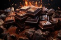 Upper view of dark chocolate blocks brok Royalty Free Stock Photo