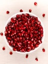 Upper view of many grenadine seeds