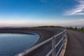 Upper water reservoir of the pumped storage hydro power plant Dlouhe Strane in Jeseniky Mountains, Czech Republic. During summer Royalty Free Stock Photo