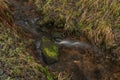 Upper watercourse of Bilina river in Krusne hory mountains in winter day