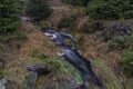 Upper watercourse of creek near Bilina river in Krusne hory mountains in evening