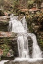 Upper waterfall of Resovske vodopady waterfalls in Nizky Jesenik mountains in Czech republic