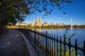 Upper West Side, Central Park and the Jacqueline Kennedy Onassis Reservoir. Manhattan, New York City Royalty Free Stock Photo