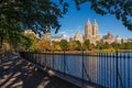 Upper West Side and Central Park Reservoir, fall foliage. Manhattan