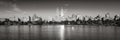 Upper West Side with view of the Central Park Reservoir in Black & White panoramic. Manhattan, New York City Royalty Free Stock Photo