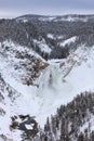 Upper Yellowstone River frozen in the winter Royalty Free Stock Photo