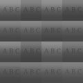 uppercase ABC letter group in shades of grey gradients