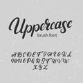 Uppercase brush alphabet. Hand written uppercase font.