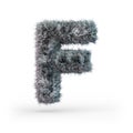 Uppercase fluffy and furry gray font. Letter F. 3D