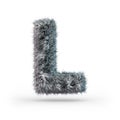 Uppercase fluffy and furry gray font. Letter L. 3D
