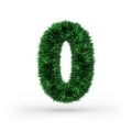 Uppercase green and ecology font. Digit zero. 3D