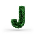 Uppercase green and ecology font. Letter J. 3D