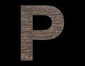 Alphabet letter P - Rustic tree bark background Royalty Free Stock Photo