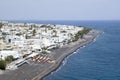 Upperview of Kamari village and beach on island Santorini