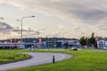 Uppsala cityscape view. Road leading to gas station.