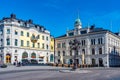 UPPSALA, SWEDEN, APRIL 22, 2019: Stora Torget main square in the central Uppsala, Sweden