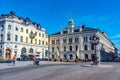 UPPSALA, SWEDEN, APRIL 22, 2019: Stora Torget main square in the central Uppsala, Sweden