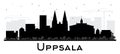 Uppsala Sweden City Skyline Silhouette with Black Buildings Isolated on White