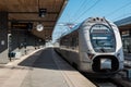 Uppsala, Uppland Sweden - Platform with a train towards Stockholm