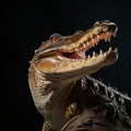 Hyperrealistic Crocodile Sculpture On Dark Background