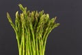 Upright asparagus against black background Royalty Free Stock Photo