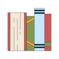 Upright books standing in row 2D cartoon object Royalty Free Stock Photo