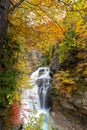 Upright photography of Cascada Del Estrecho  Estrecho waterfall during Autumn season,, in Ordesa valley  Heusca, Spain Royalty Free Stock Photo
