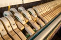 Upright piano hammers detail Royalty Free Stock Photo